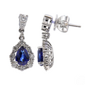 Blue Sapphire and Diamond Drop Earrings
