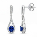 Blue Sapphire and Diamond Drop Earrings