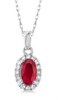 Oval Ruby and Diamond Halo Pendant