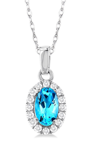 Ashi Diamond Oval Blue Topaz and Diamond Pendant