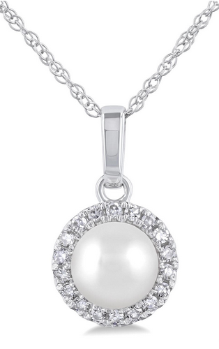 Ashi Diamond Oval Pearl and Diamond Pendant