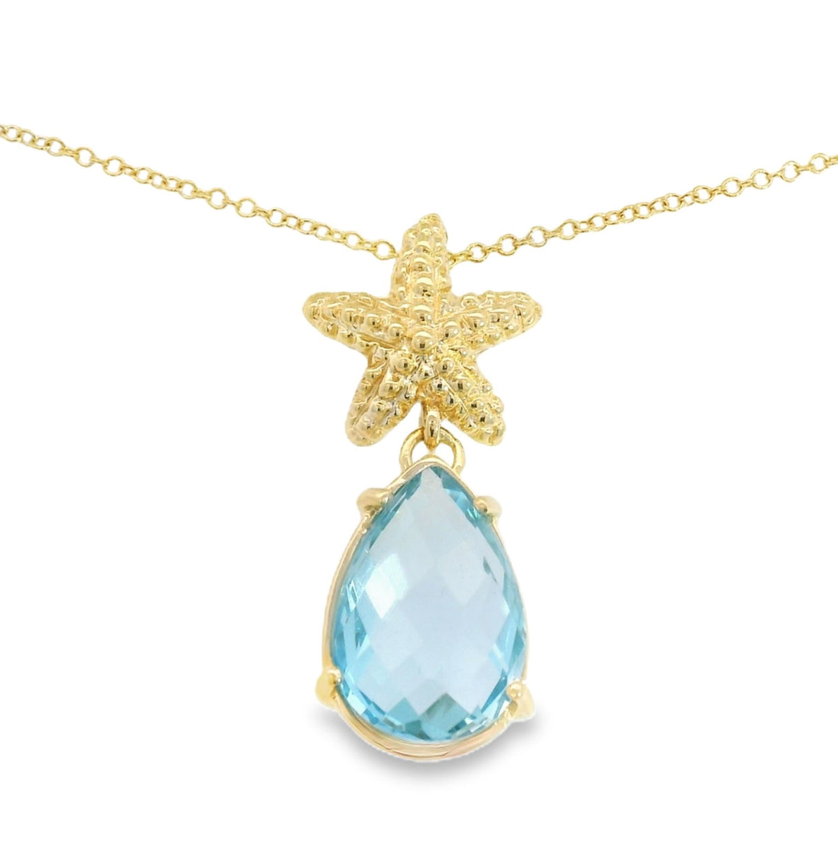 Raymond Mazza Blue Topaz Starfish Necklace