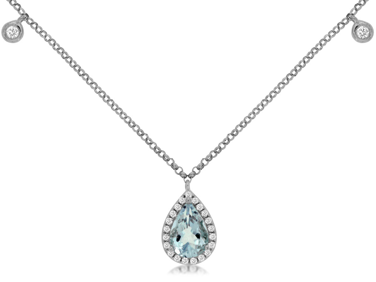 Royal Jewelry Manufacturing Aquamarine and Diamond Necklace
