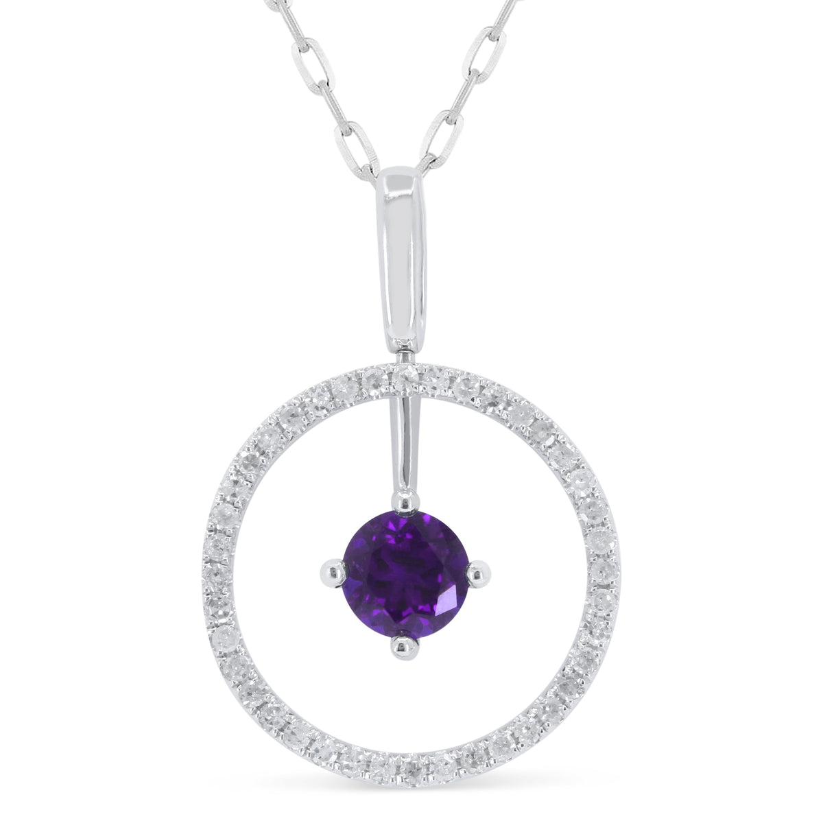 Madison L Designs Amethyst and Diamond Circle Pendant