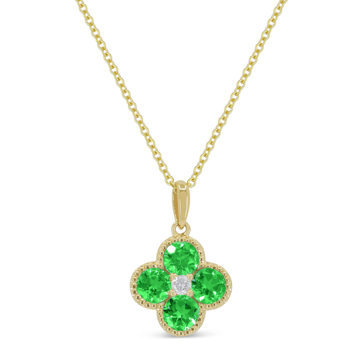 Madison L Designs Green Garnet and Diamond Pendant