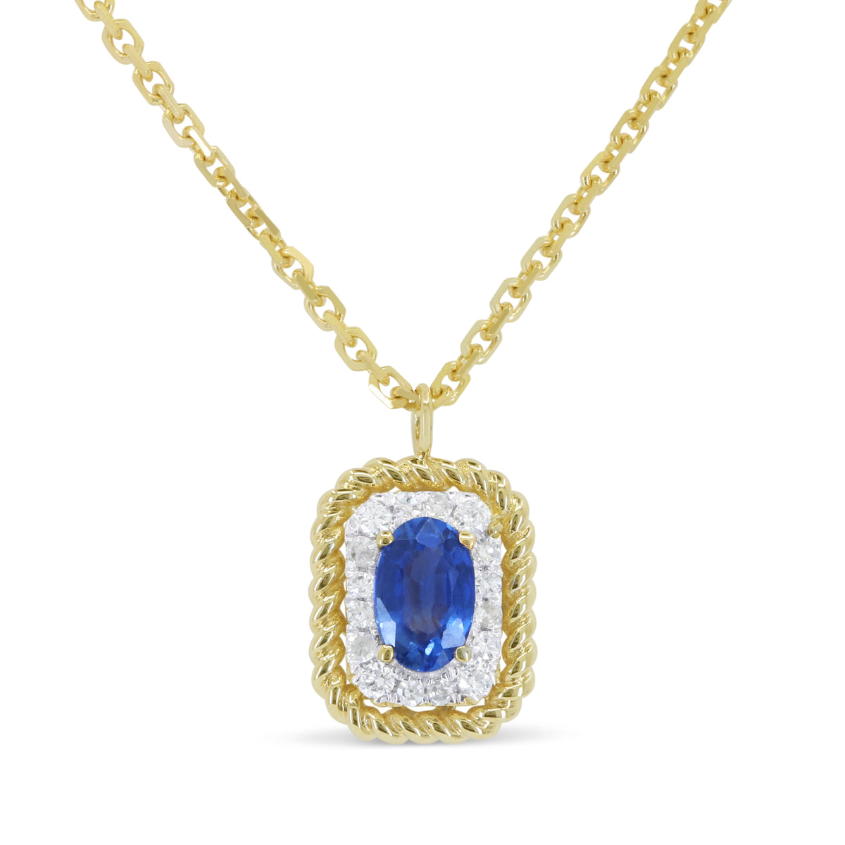Madison L Designs Created Blue Sapphire and Diamond Pendant