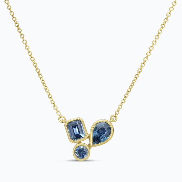 Dilamani Mixed Cut Bezel Montana Sapphire Pendant