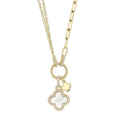 Shy Creations Mother of Pearl and Diamond Clover Pendant