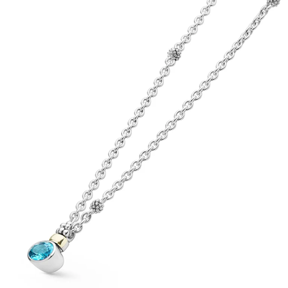 LAGOS Two-Tone Swiss Blue Topaz Oval Pendant Necklace, view 2