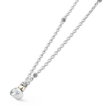 LAGOS Two-Tone White Topaz Oval Pendant Necklace, view 2