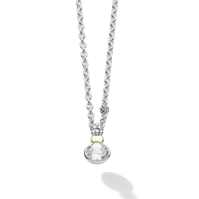 LAGOS Two-Tone White Topaz Oval Pendant Necklace
