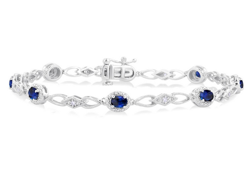 Ashi Diamond Blue Sapphire and Diamond Tennis Bracelet