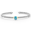 LAGOS Two-Tone Swiss Blue Topaz Oval Mini Versa Torque Bracelet | 3mm