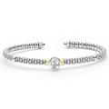 LAGOS Two-Tone White Topaz Oval Mini Versa Torque Bracelet | 3mm
