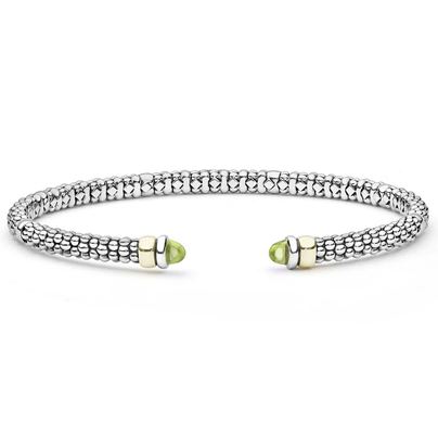 LAGOS Two-Tone Peridot Mini Versa Torque Bracelet | 3mm