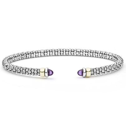LAGOS Two-Tone Amethyst Mini Versa Torque Bracelet | 3mm