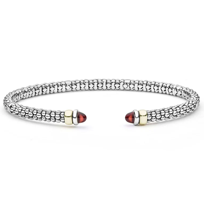 LAGOS Two-Tone Garnet Mini Versa Torque Bracelet | 3mm