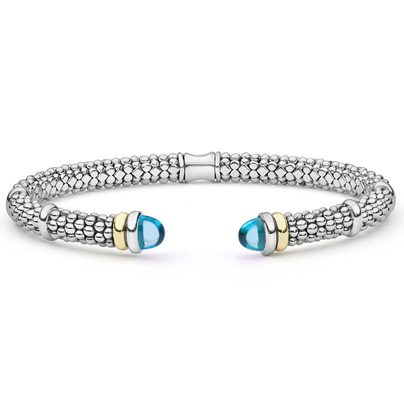 LAGOS Two-Tone Swiss Blue Topaz Versa Torque Bracelet | 5mm