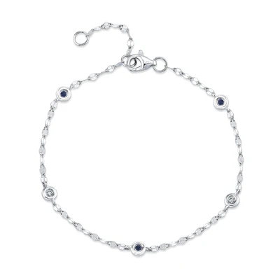 Shy Creations Blue Sapphire and Diamond Sparkle By The Yard Chain Bracelet