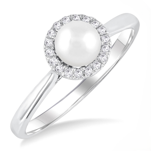 Pearl & Halo Diamond Ring