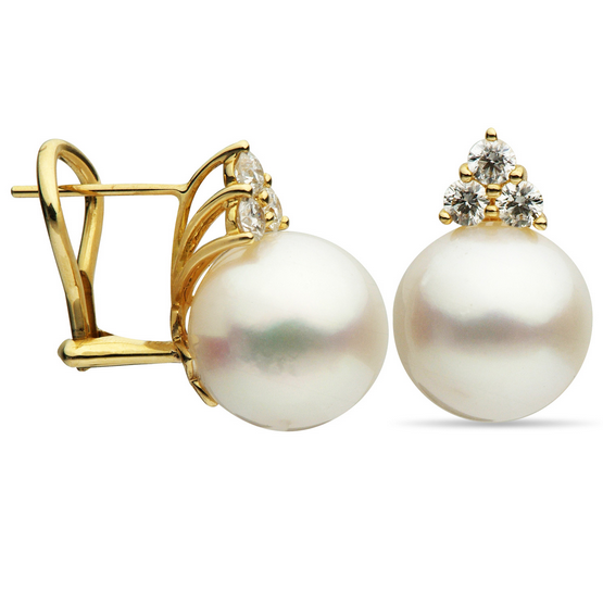 DSL Pearl Diamond and Pearl Omega Earrings