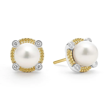 LAGOS Pearl Diamond Stud Earrings