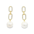 DSL Pearl Paperclip Diamond and Pearl Drop Earrings