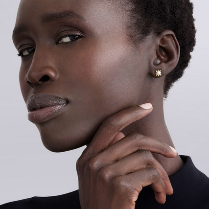 LAGOS 18K Gold Fleur Pearl Stud Earrings, view 2