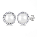 Ashi Diamond Pearl & Halo Diamond Earrings