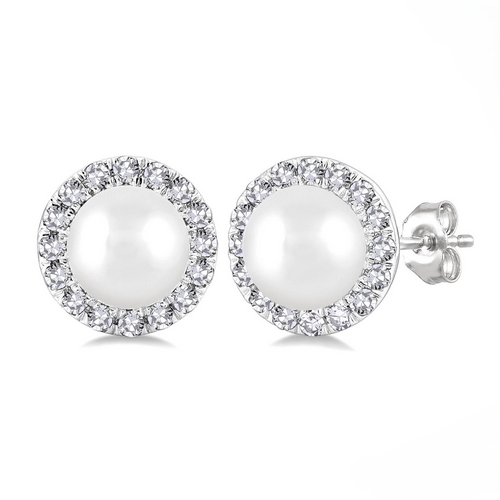 Ashi Diamond Pearl & Halo Diamond Earrings