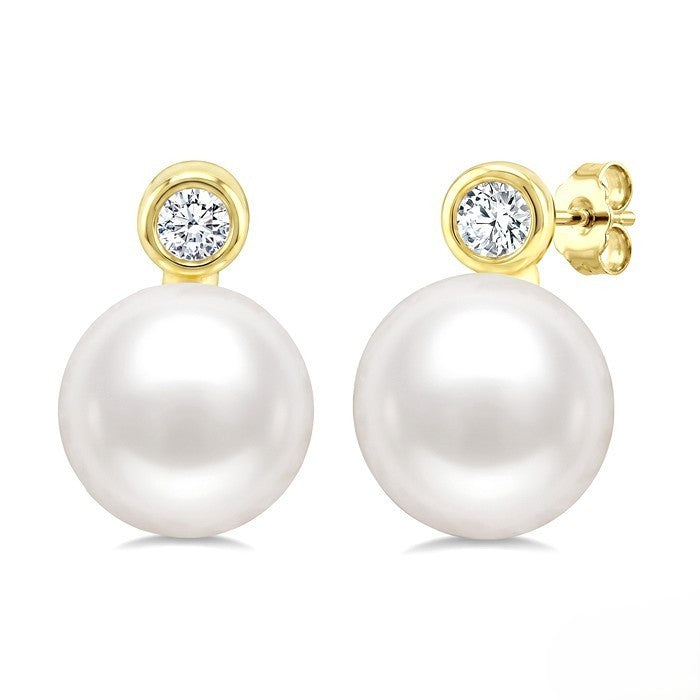Ashi Diamond Pearl & Diamond Stud Earrings