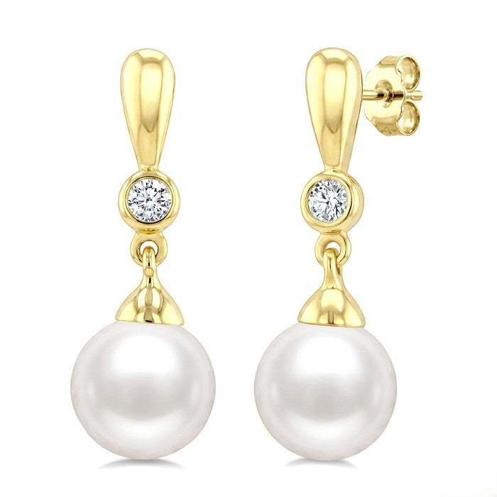 Ashi Diamond Pearl & Diamond Drop Earrings