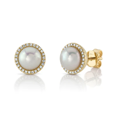 Diamond & Cultured Pearl Stud Earring