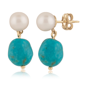Carla Turquoise and Pearl Drop Earrings