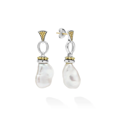 Two-Tone Pearl Caviar Drop Earrings