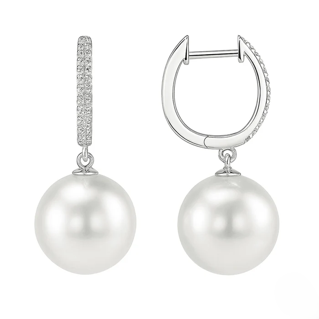 Pearl and Diamond Drop Earrings