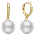 Pearl and Diamond Drop Earrings