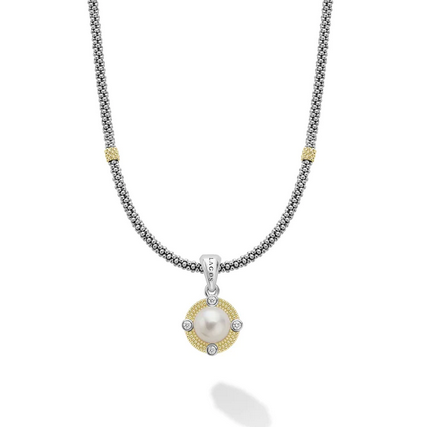 LAGOS Pearl Diamond Caviar Necklace