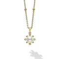 LAGOS 18K Gold Fleur Pearl Diamond Pendant Necklace