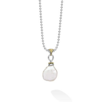 Two-Tone Pearl Caviar Pendant Necklace