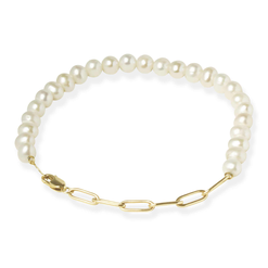 Carla Pearl Paperclip Link Bracelet