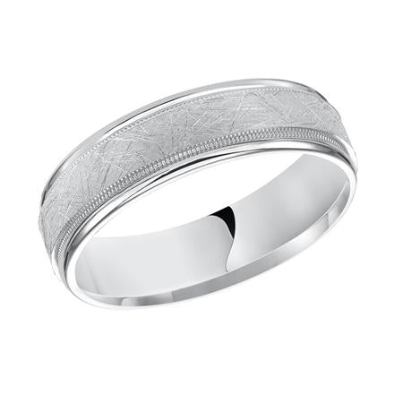Frederick Goldman 14K White Gold 6mm Comfort Fit Flat Dome Wedding Band