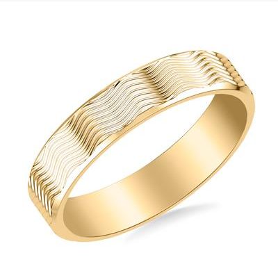Frederick Goldman Engraved Wavy Wedding Band