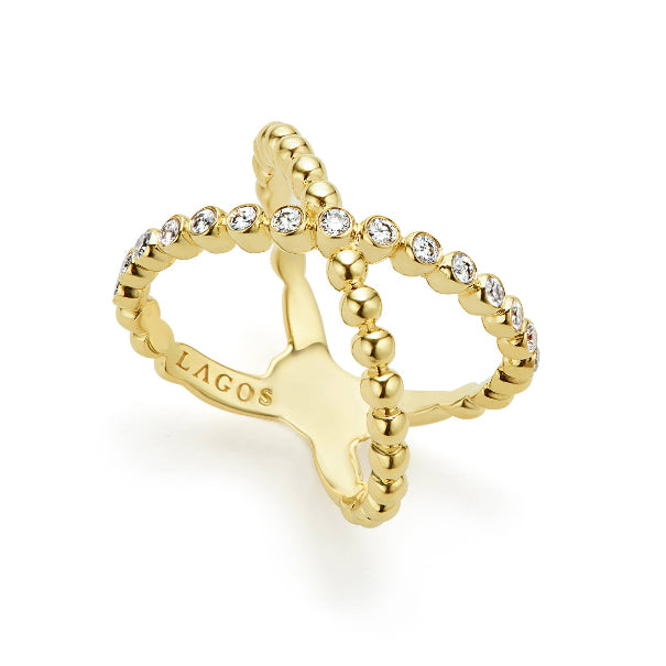 LAGOS Gold and Diamond "X" Ring