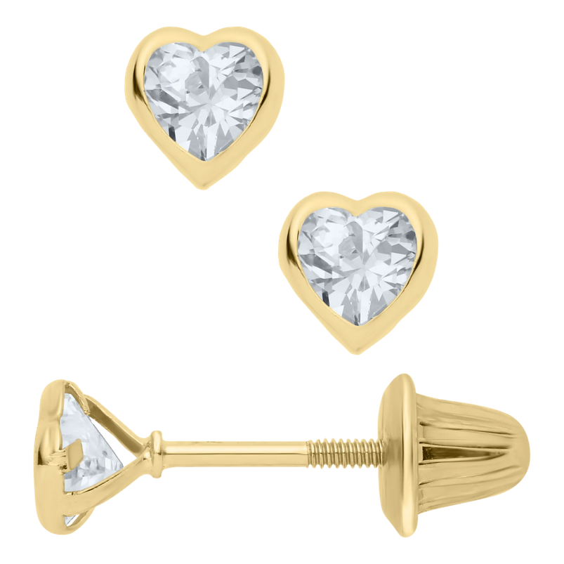 Marathon Company Childrens CZ Heart Stud Earrings