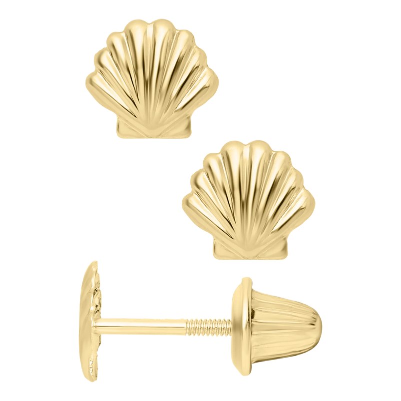 Marathon Company Childrens Gold Sea Shell Stud Earrings