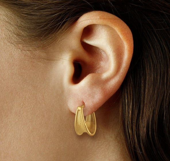 Carla Gold Tapered Faceted Hoops, view 2