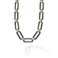 LAGOS 18K Gold and Black Ceramic Link Necklace
