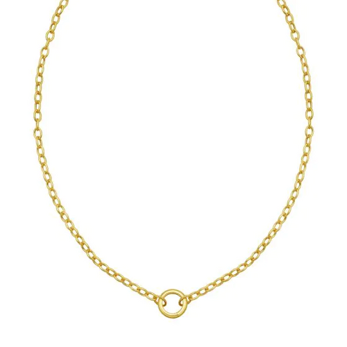 Royal Chain 14K Push Lock Charm Necklace