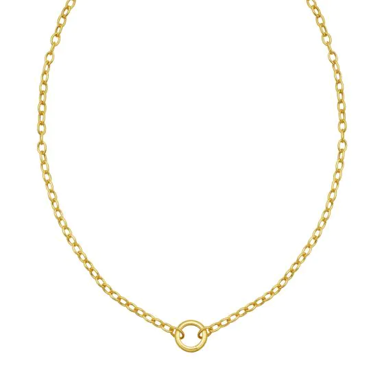 14K Push Lock Charm Necklace